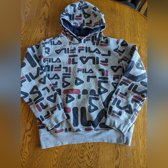 Fila youth lot 2-Sz 10/12 tees, black & blue & Gray 14/16 hoody - Picture 2 of 11